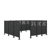 Garbage Bin Privacy Screen Venice Made of Steel – Complete Set (2220x4440 mm, Procity Gray)