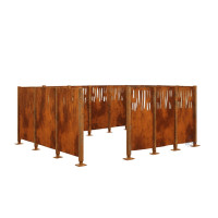 Mülltonnen Sichtschutz Venedig  aus Stahl – Komplettset (2220x4440 mm, Rost Corten-Effekt)