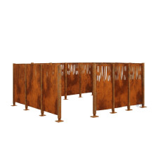 Mülltonnen Sichtschutz Venedig  aus Stahl – Komplettset (2220x4440 mm, Rost Corten-Effekt)