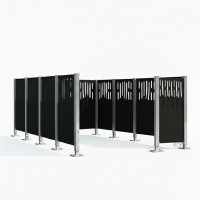 Garbage Bins Privacy Screen Venice in Steel – Complete Set (2960x2960 mm, Deep Black)