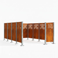 Trash Bins Privacy Screen Venice Made of Steel – Complete Set (2960x2960 mm, Rust Corten Effect)