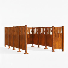 Mülltonnen Sichtschutz Venedig  aus Stahl – Komplettset (2960x2960 mm, Rost Corten-Effekt)