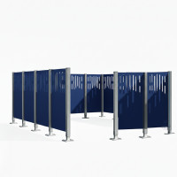 Garbage Bin Privacy Screen Venice in Steel – Complete Set (2960x3700 mm, Gentian Blue)
