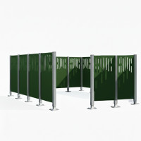 Garbage Bin Privacy Screen Venice Steel - Complete Set (2960x3700 mm, Moss Green)