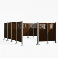 Garbage Bins Privacy Screen Venice Steel – Complete Set (2960x3700 mm, Chocolate Brown)