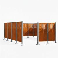 Mülltonnen Sichtschutz Venedig  aus Stahl – Komplettset (2960x3700 mm, Rost Corten-Effekt)