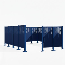 Mülltonnen Sichtschutz Venedig  aus Stahl – Komplettset (2960x3700 mm, Enzianblau)
