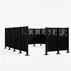 Mülltonnen Sichtschutz Venedig  aus Stahl – Komplettset (2960x3700 mm, Tiefschwarz)