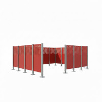 Mülltonnen Sichtschutz Venedig  aus Stahl – Komplettset (2960x4440 mm, Verkehrsrot)