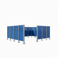 Mülltonnen Sichtschutz Venedig  aus Stahl – Komplettset (2960x4440 mm, Enzianblau)