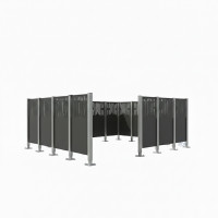 Garbage Bins Privacy Screen Venice from Steel - Complete Set (2960x4440 mm, Procity Gray)