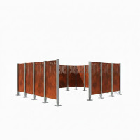 Garbage Bins Privacy Screen Venice from Steel – Complete Set (2960x4440 mm, Rust Corten Effect)