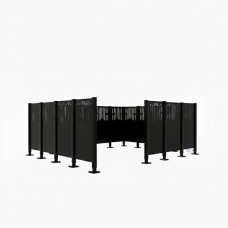 Mülltonnen Sichtschutz Venedig  aus Stahl – Komplettset (2960x4440 mm, Tiefschwarz)