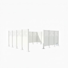 Mülltonnen Sichtschutz Venedig  aus Stahl – Komplettset (2960x4440 mm, Reinweiß)