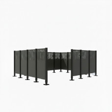 Mülltonnen Sichtschutz Venedig  aus Stahl – Komplettset (2960x4440 mm, Procity Grau)