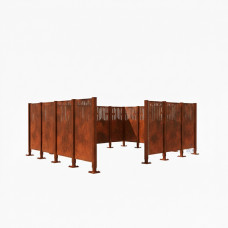 Mülltonnen Sichtschutz Venedig  aus Stahl – Komplettset (2960x4440 mm, Rost Corten-Effekt)