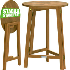 Stehtisch klappbar | Akazienholz | Ø80cm H110cm | Wetterfest & Stabil
