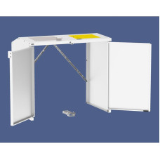 Mülltonnenbox Stahl 770L/240L | Ohne Rückwand | Struktur: Reinweiß | Obere Klappen: Grau-Gelb | abschließbar