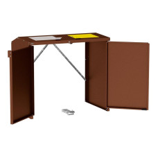Mülltonnenbox Stahl 770L/240L | Ohne Rückwand | Struktur: Rost Corten-Effekt | Obere Klappen: Grau-Gelb | abschließbar
