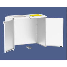 Mülltonnenbox Stahl 770L/240L | Mit Rückwand | Struktur: Reinweiß | Obere Klappen: Grau-Gelb | mit Schloss