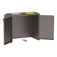 Trash Bin Box Steel 770L/240L | With Back Wall | Finish: Procity Gray | Top Flaps: Gray-Yellow | with Lock.