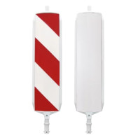 Safety bollard D-System | Right-side RA2 striped film | Horizont |   |white | Polyethylene (HD-PE) Premium | 30 cm