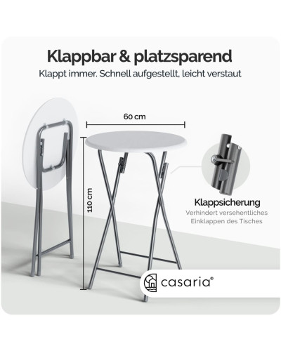 Stehtisch kompakt Weiß 60 Zentimeter klappbar