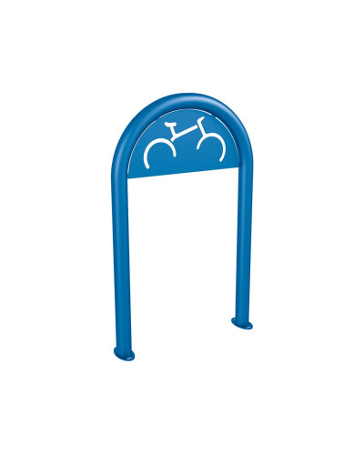 Buy Bicycle rack in paper clip shape D 60 mm with signage, 1 bicycle, PROCITY: Metal - Gentian Blue, on floor plates. - Buy online
