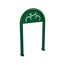Bicycle stand in paperclip form D 60 mm with signage, 1 bicycle, PROCITY: Metal - Moss Green, on base plates.