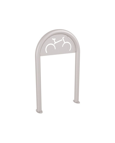 Buy Bicycle Rack in Paper Clip Shape D 60 mm with Signage, 1 Bicycle, PRO CITY: Metal - Silk Grey, on Floor Plates Online - Shop Now