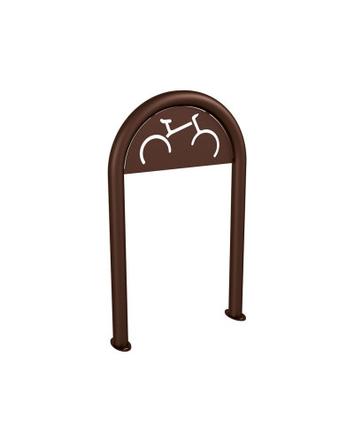 Buy Bicycle Rack in Paperclip Shape D 60 mm with Signage, 1 Bicycle, PROCITY: Metal - Chocolate Brown, on Floor Plates - Shop Online.
