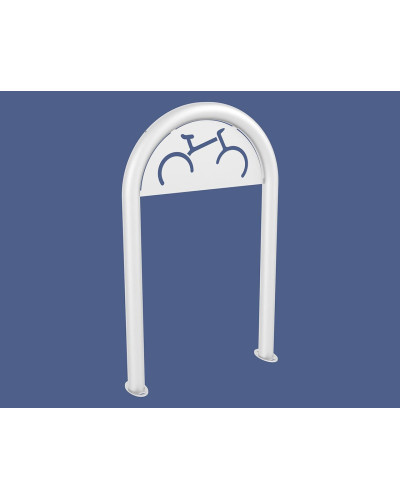 Buy Bicycle Rack in Paperclip Form D 60 mm with Signage, 1 Bicycle, PROCITY: Metal - Pure White, on Ground Plates Online - Shop Now!