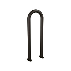 Bicycle stand in paper clip shape D 50 mm, 1 bicycle, PROCITY: Metal - Deep Black, on floor plates.