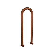 Bicycle stand in paper clip form D 50 mm, 1 bicycle, PROCITY: Metal - Rust Corten Effect, on floor plates.