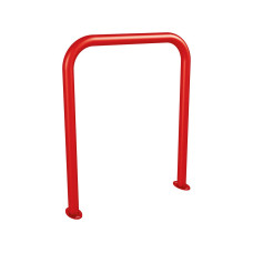 Curved Bicycle Rack, 1 Bicycle, PROCITY: Metal - Traffic Red, on Floor Plates.