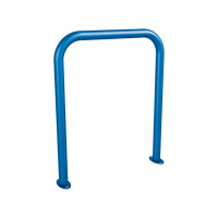 Bent Bike Rack, 1 bike, PROCITY: Metal - Gentian Blue, on floor plates.