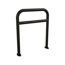Reinforced bicycle rack, 1 bicycle, PROCITY: Metal - Deep Black, on base plates.