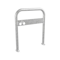 Curved Bike Rack with Signage, 1 Bike, PROCITY: Metal - Hot-Dip Galvanized, on Base Plates.