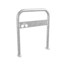 Curved Bike Rack with Signage, 1 Bike, PROCITY: Metal - Hot-Dip Galvanized, on Base Plates.