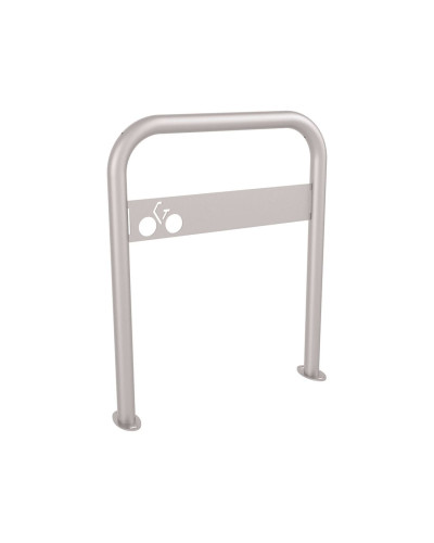 Buy Curved Bicycle Rack with Signage, 1 Bicycle, PROCITY: Metal - Silk Grey, on Base Plates - Shop Online