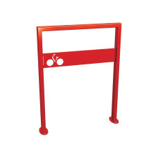 Bike stand Milano with signage, 1 bike, PROCITY: Metal - Traffic red, on base plates.