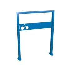 Bicycle stand Milano with signage, 1 bike, PROCITY: Metal - Gentian Blue, on base plates.