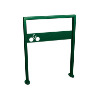Milano Bicycle Rack with Signage, 1 Bicycle, PROCITY: Metal - Moss Green, on Base Plates.