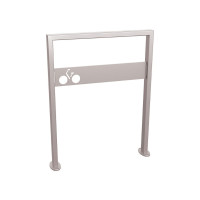 Bicycle rack Milano with signage, 1 bicycle, PROCITY: Metal - Silk gray, on floor plates.
