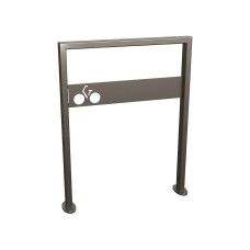 Bicycle rack Milano with signage, 1 bicycle, Procity: Metal - Procity Gray, on floor plates.