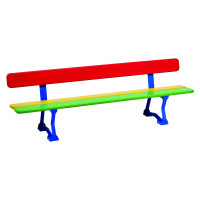 Procity Wooden Bench Mora with Backrest H 270mm Children's Bench: Seat made of tropical wood (Colorful), Frame made of Steel.