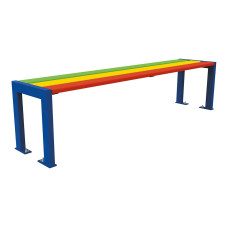 PROCITY Sitzbank SILAOS without backrest - elementary school version Children's bench: seating surface made of tropical wood (bunte), frame made of steel ()