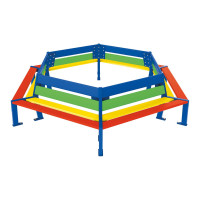 PROCITY Round Tree Bench SILAOS - JUNIOR - MODEL KINDERGARTEN Children's Bench: Seat made of tropical wood (colored), frame made of steel.