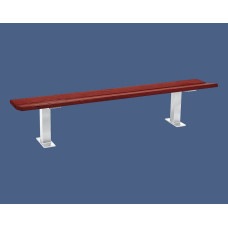 Procity Pagoda Bench without Backrest: Seat made of tropical wood (mahogany), frame made of steel (pure white).