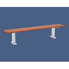 PROCITY Pagoda Bench without Backrest: Seat made of tropical wood (light oak), Frame made of steel (Pure White).